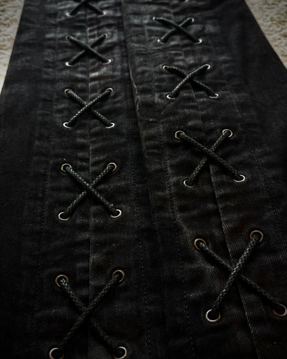 Tornado Mart Backlace Whisker Washed Flared Jeans
