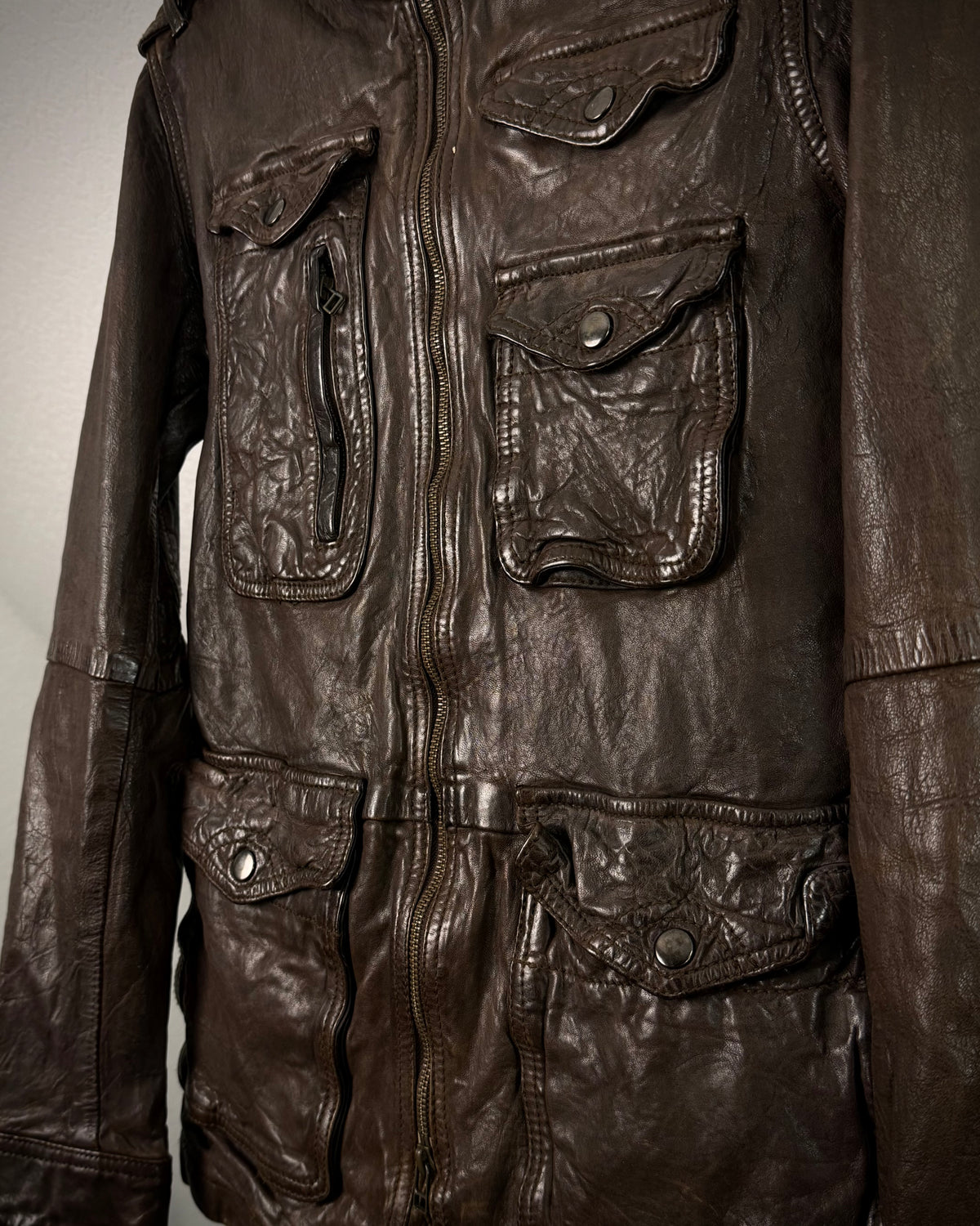 Cathy Jane Quilted Multi Pocket Sheepskin Leather Jacket