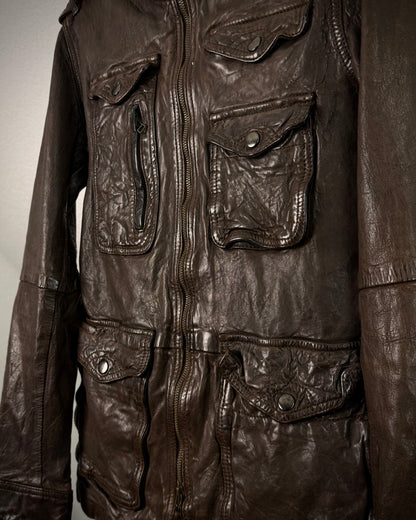 Cathy Jane Quilted Multi Pocket Sheepskin Leather Jacket