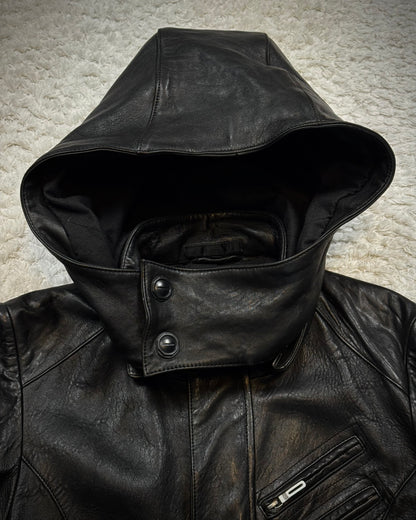 CAV-000 Hooded Textured Leather Jacket