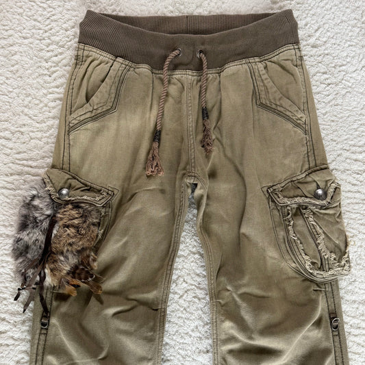 G.O.A Fur & Feather Pocket Flared Cargo Pants