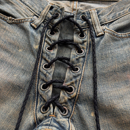 IfSixWasNine Mud Max Pierced Lace Up Bootcut Jeans