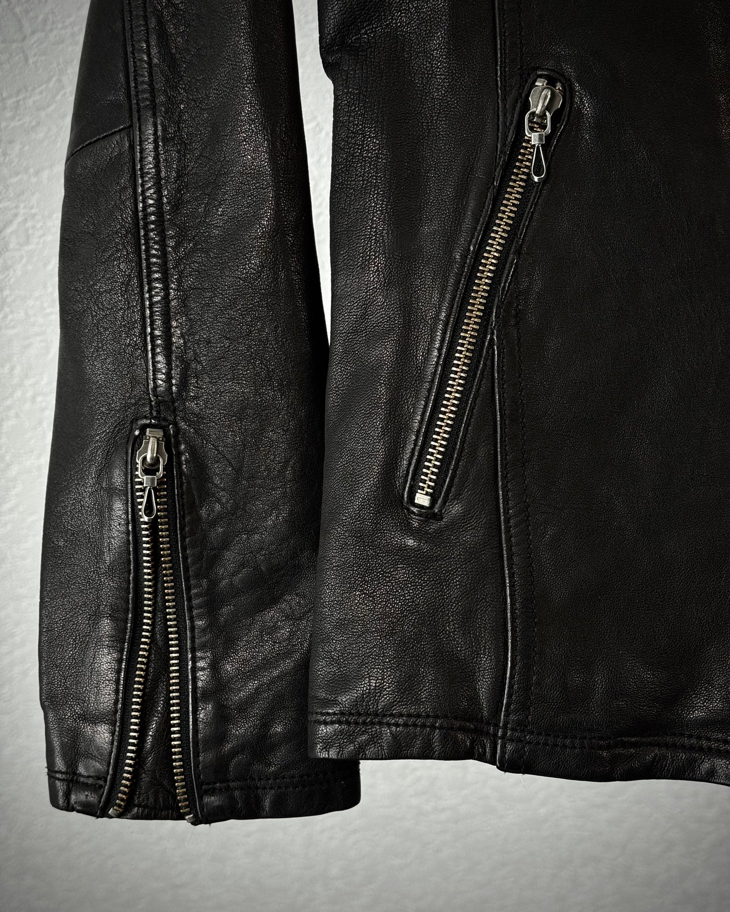 Fuga High Neck Textured Leather Jacket