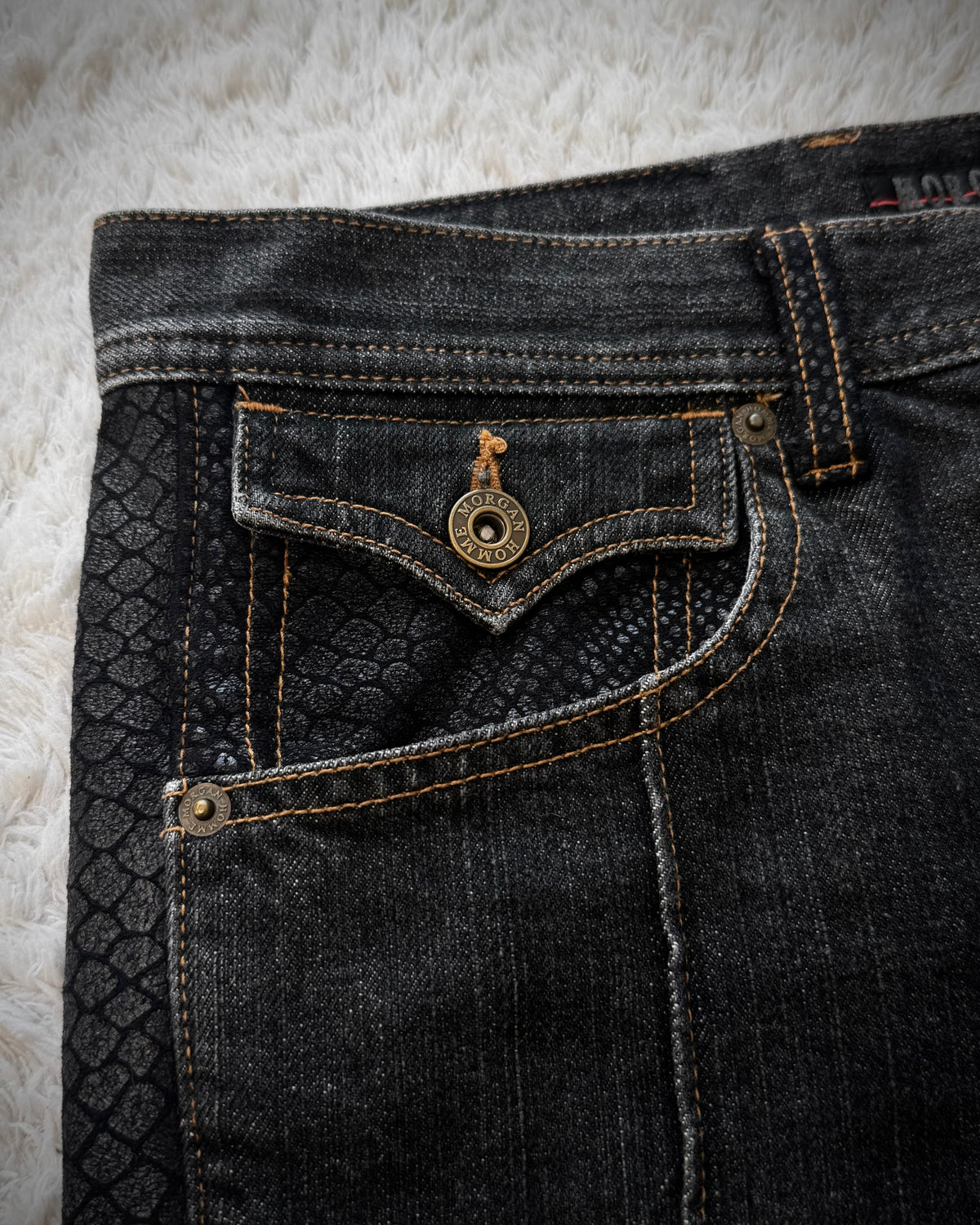 Morgan Homme Python Shimmer Flared Jeans