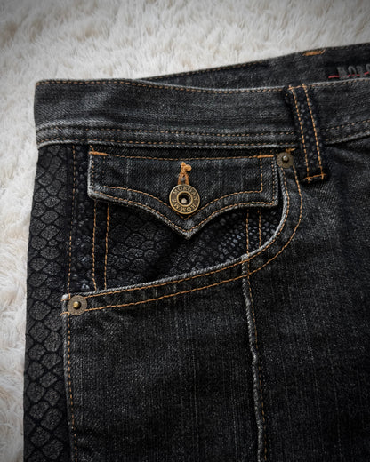 Morgan Homme Python Shimmer Flared Jeans