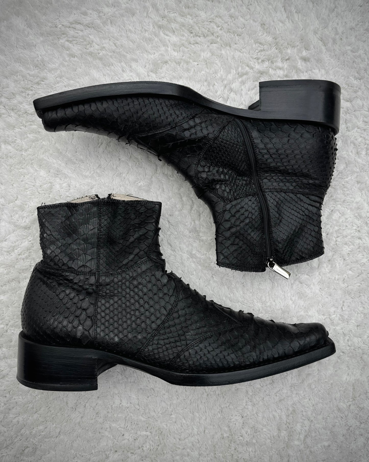 Rewind Pointed Python Leather Boots