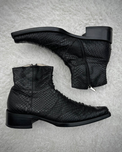 Rewind Pointed Python Leather Boots