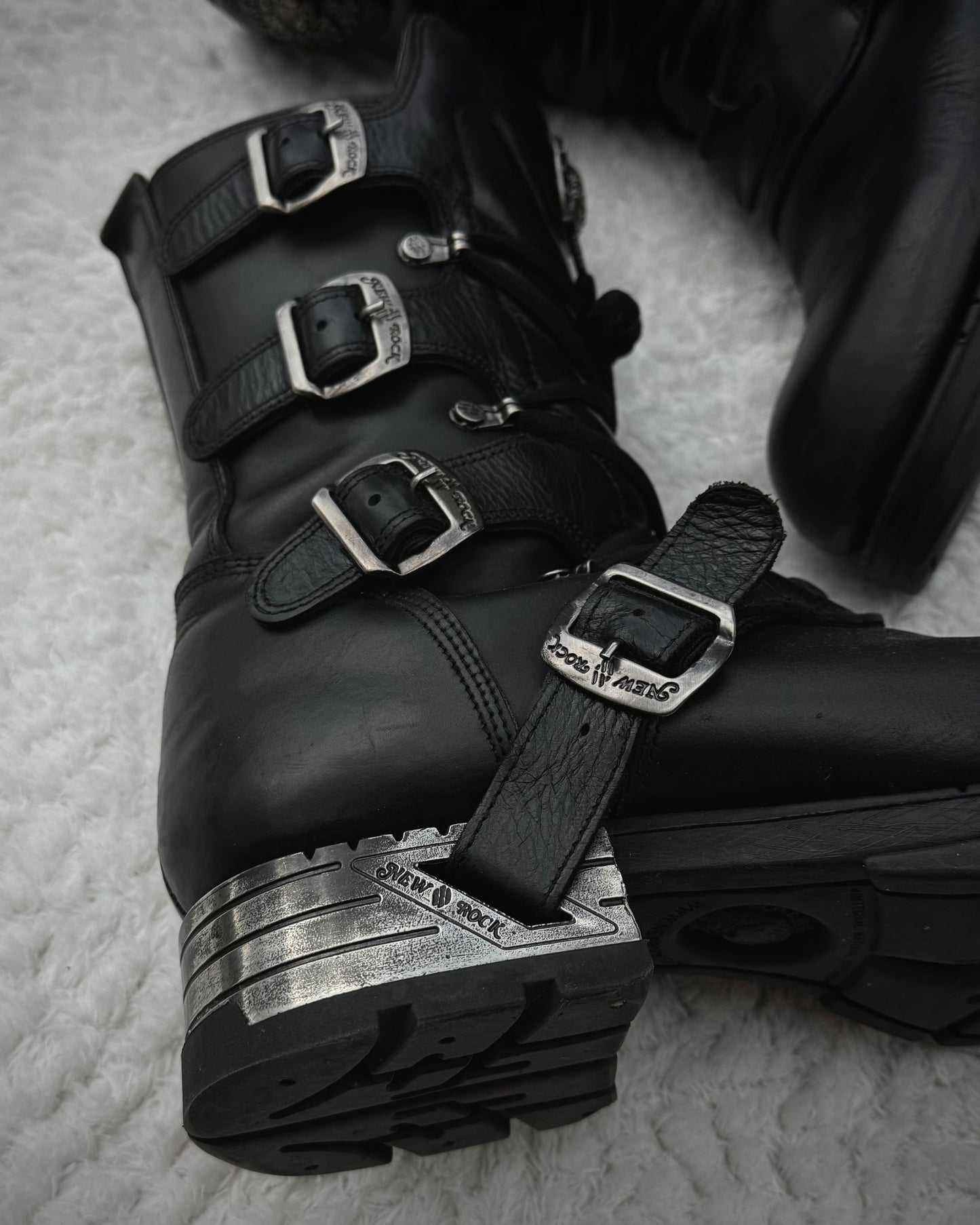 New Rock Steel Heel Leather Boots