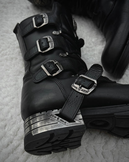 New Rock Steel Heel Leather Boots