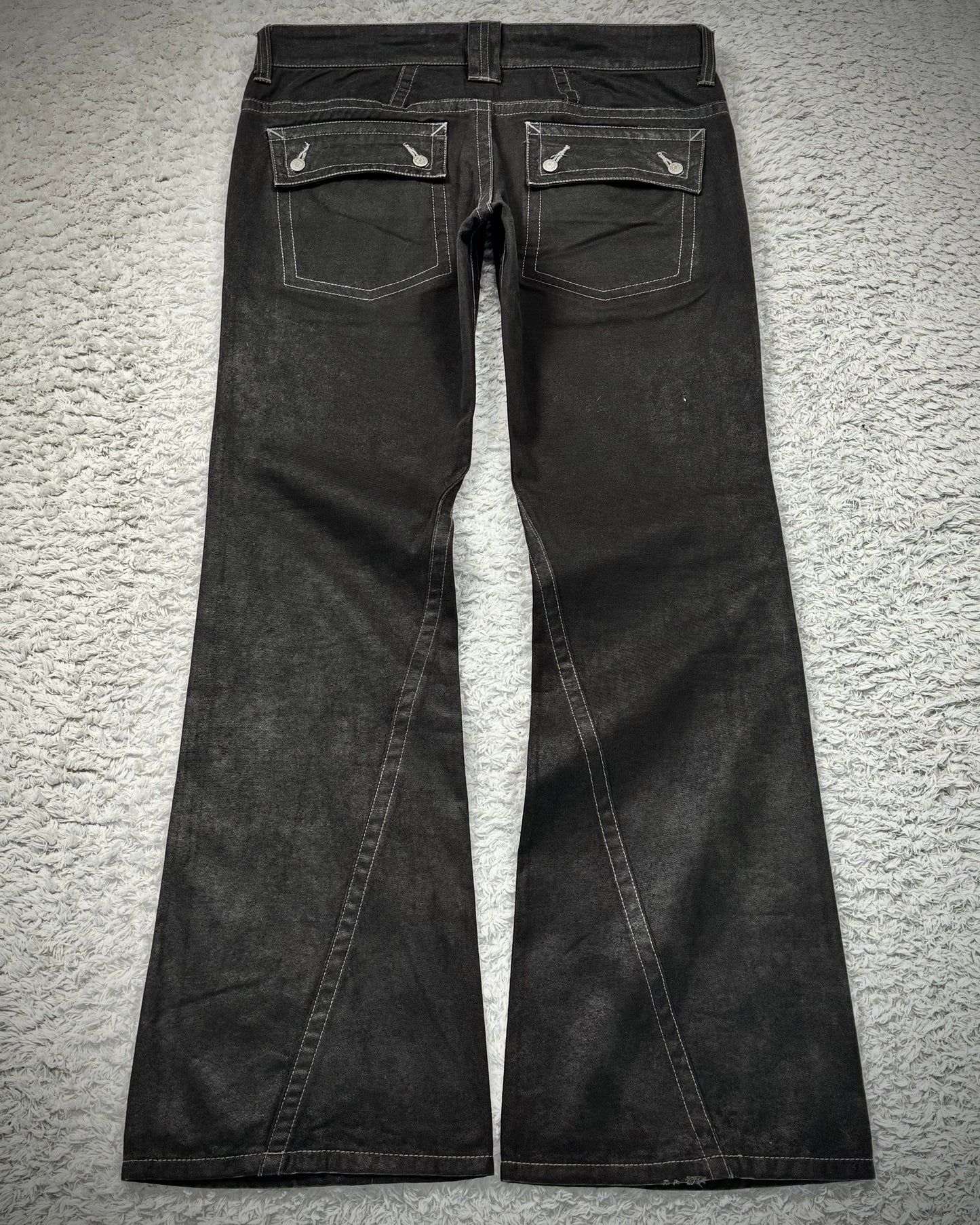 Tornado Mart Waxed Spiral Flared Jeans
