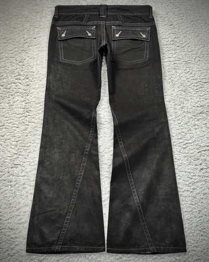 Tornado Mart Waxed Spiral Flared Jeans