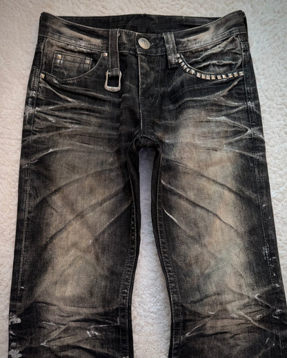 Xfrm Studded Silver Whisker Washed Bootcut Jeans
