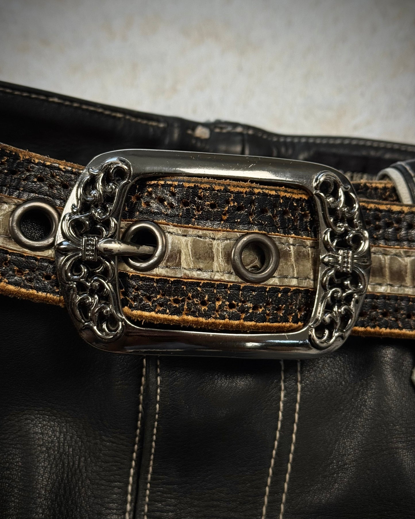 Tornado Mart Python Vintage Leather Belt