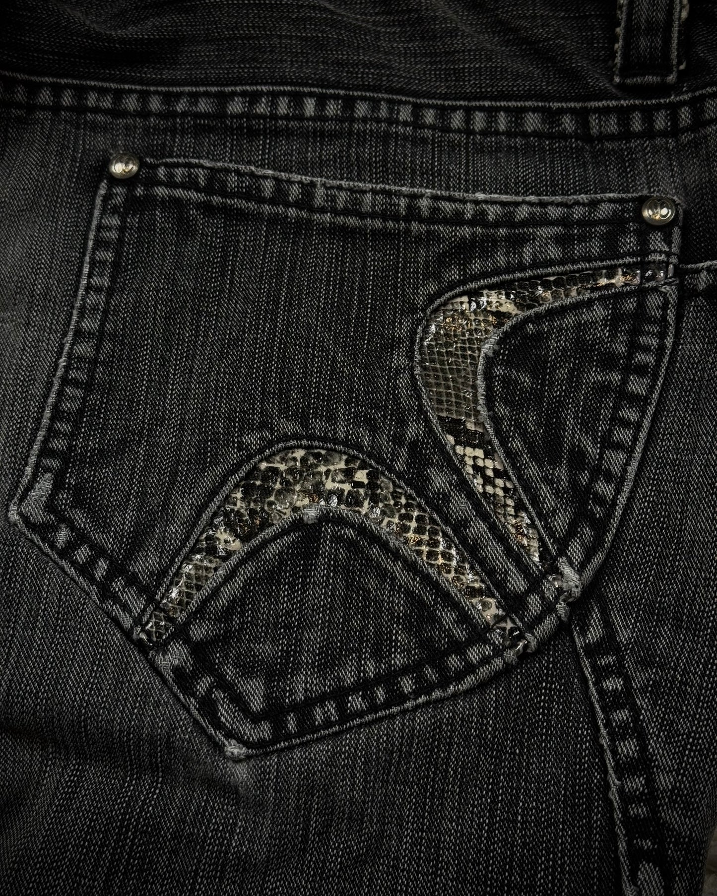 Nicole Club Python Detailed Whisker Washed Bootcut Jeans
