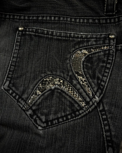 Nicole Club Python Detailed Whisker Washed Bootcut Jeans