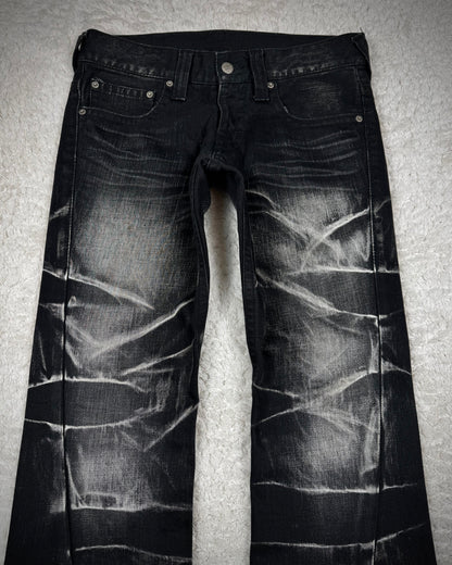 Tornado Mart Whisker Washed Spiral Flared Jeans