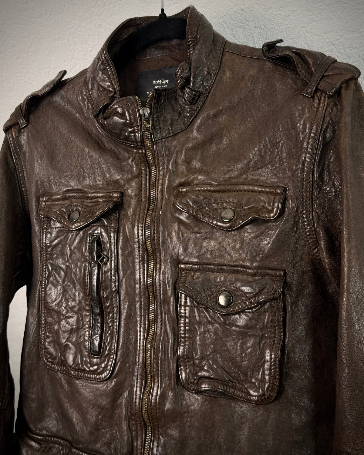 Cathy Jane Quilted Multi Pocket Sheepskin Leather Jacket