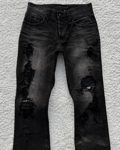 Fuga Croco Repaired Distressed Bootcut Jeans