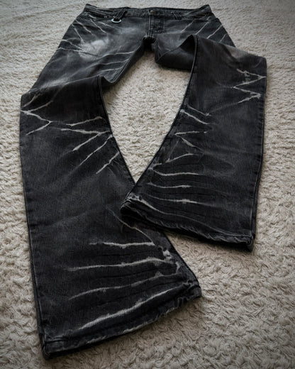 Johnny Wolf Clawmarks Washed J-Cut Flared Jeans