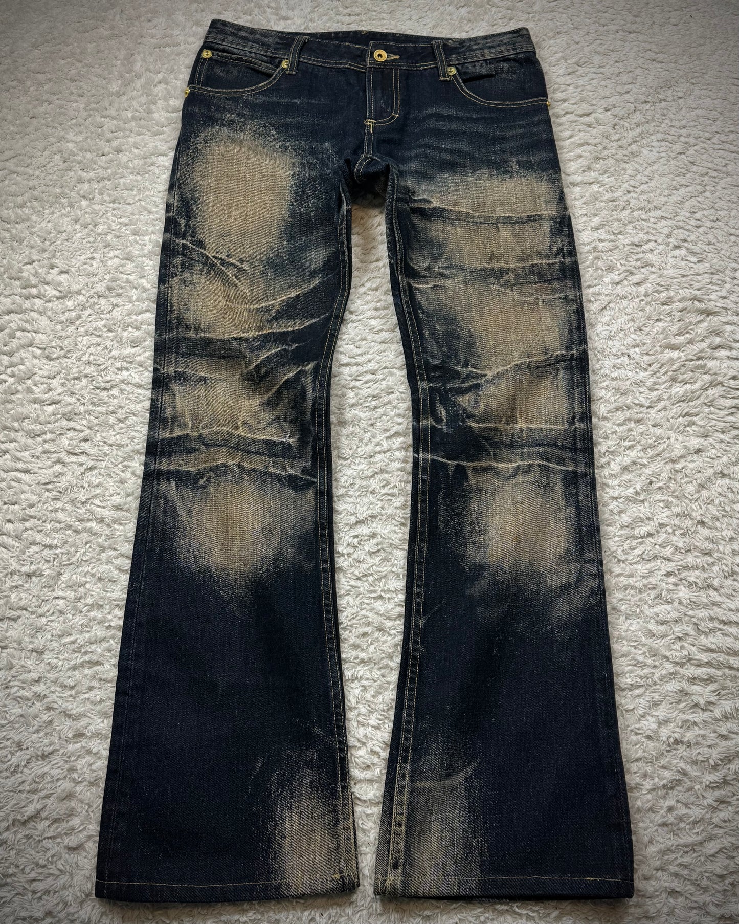 Semantic Design Double Flap Mud Whisker Wash Bootcut Jeans