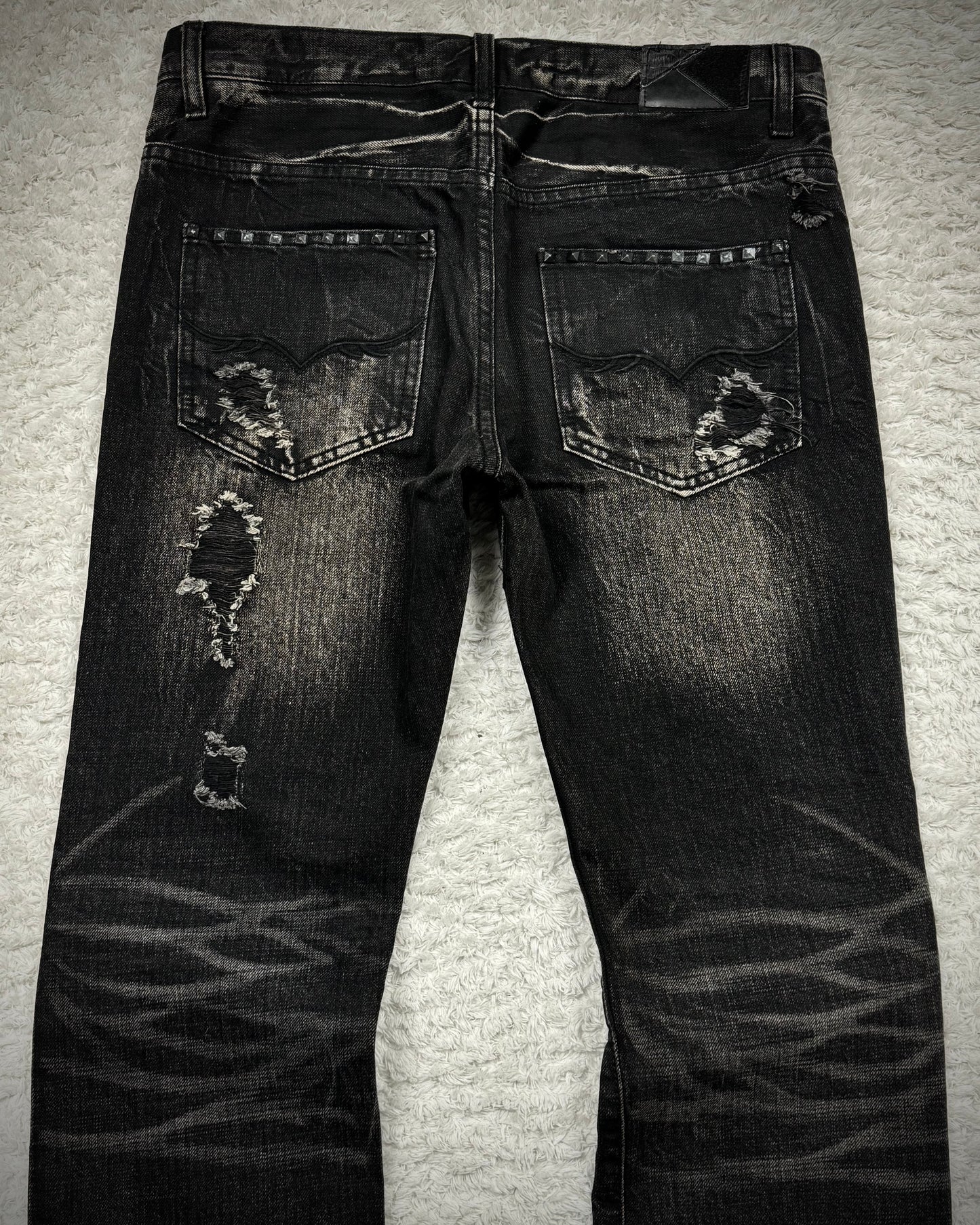 Fuga Skull Embossed Whisker Washed Bootcut Jeans