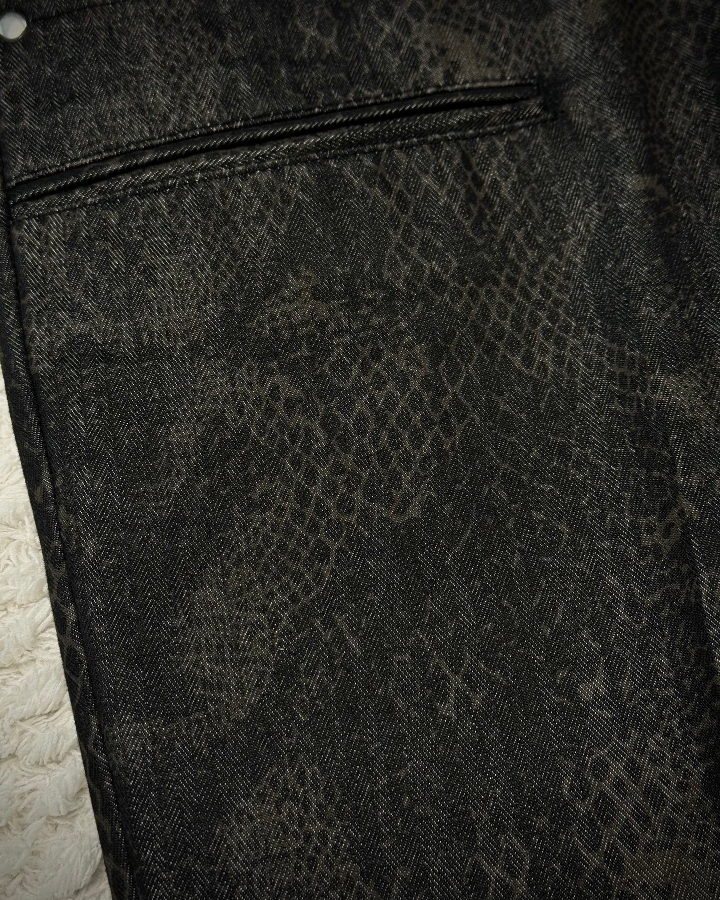 Semantic Design Pleated Python Pattern Bootcut Dress Pants