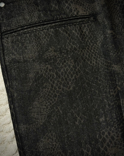 Semantic Design Pleated Python Pattern Bootcut Dress Pants