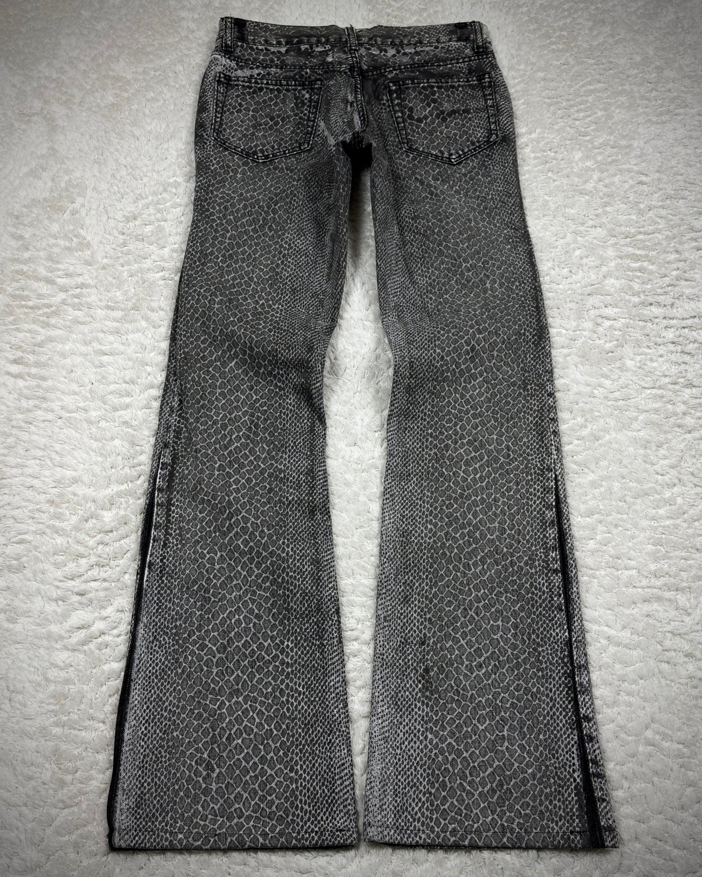 5351 Pour Les Hommes Python Coated Flared Jeans