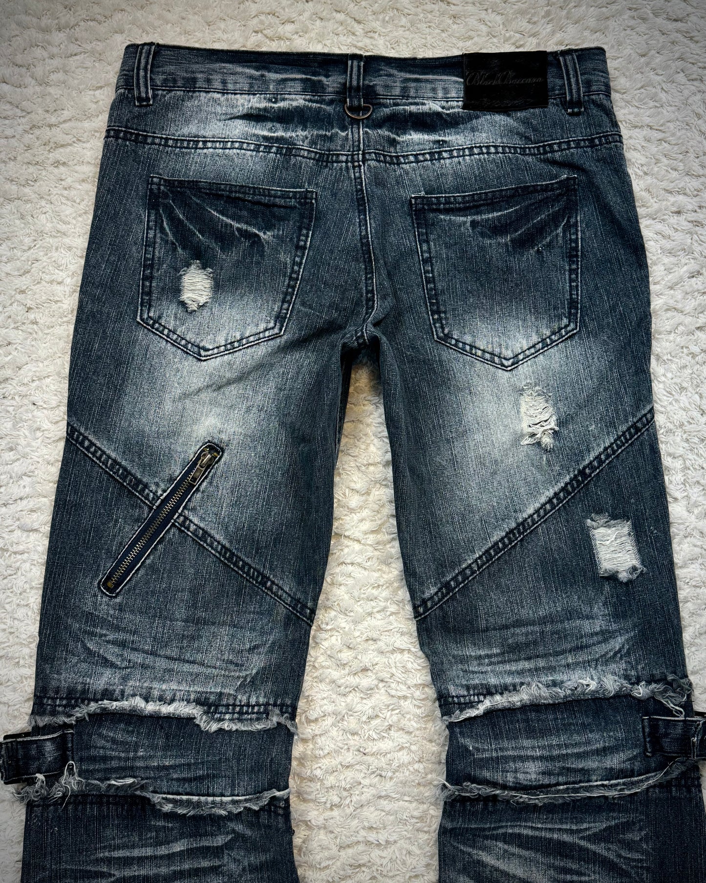 Black Baccara Zippered Bondage Flared Jeans