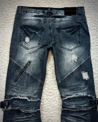 Black Baccara Zippered Bondage Flared Jeans
