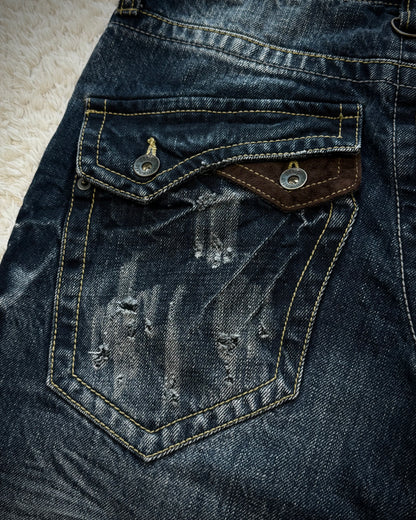 Semantic Design Vintage Zippered Clawmarks Flared Jeans