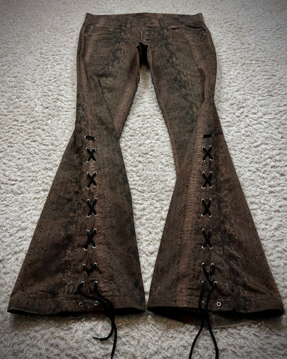 Tornado Mart Python Lace Up Flared Pants