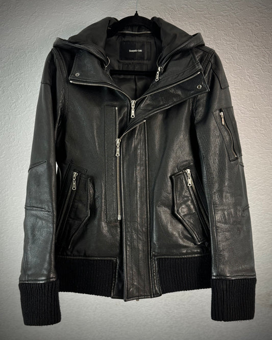 Yasuyuki Ishii Hooded Goatskin Leather Jacket