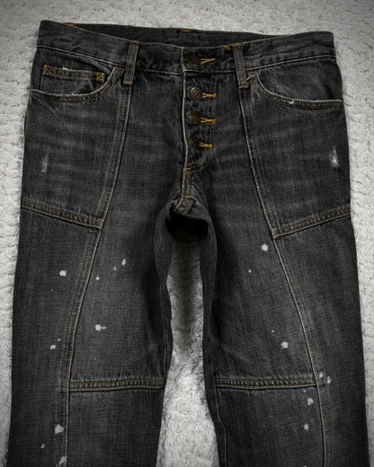 Tornado Mart Backlace Paint Splatter Flared Jeans