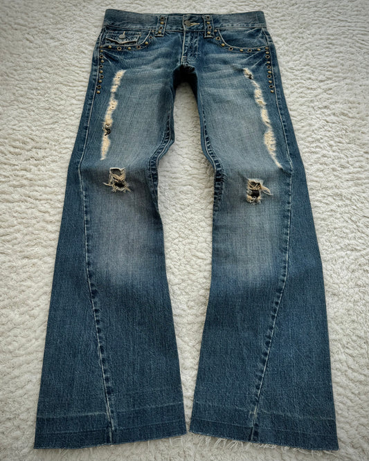 Tornado Mart Pierced Western Spiral Bootcut Jeans