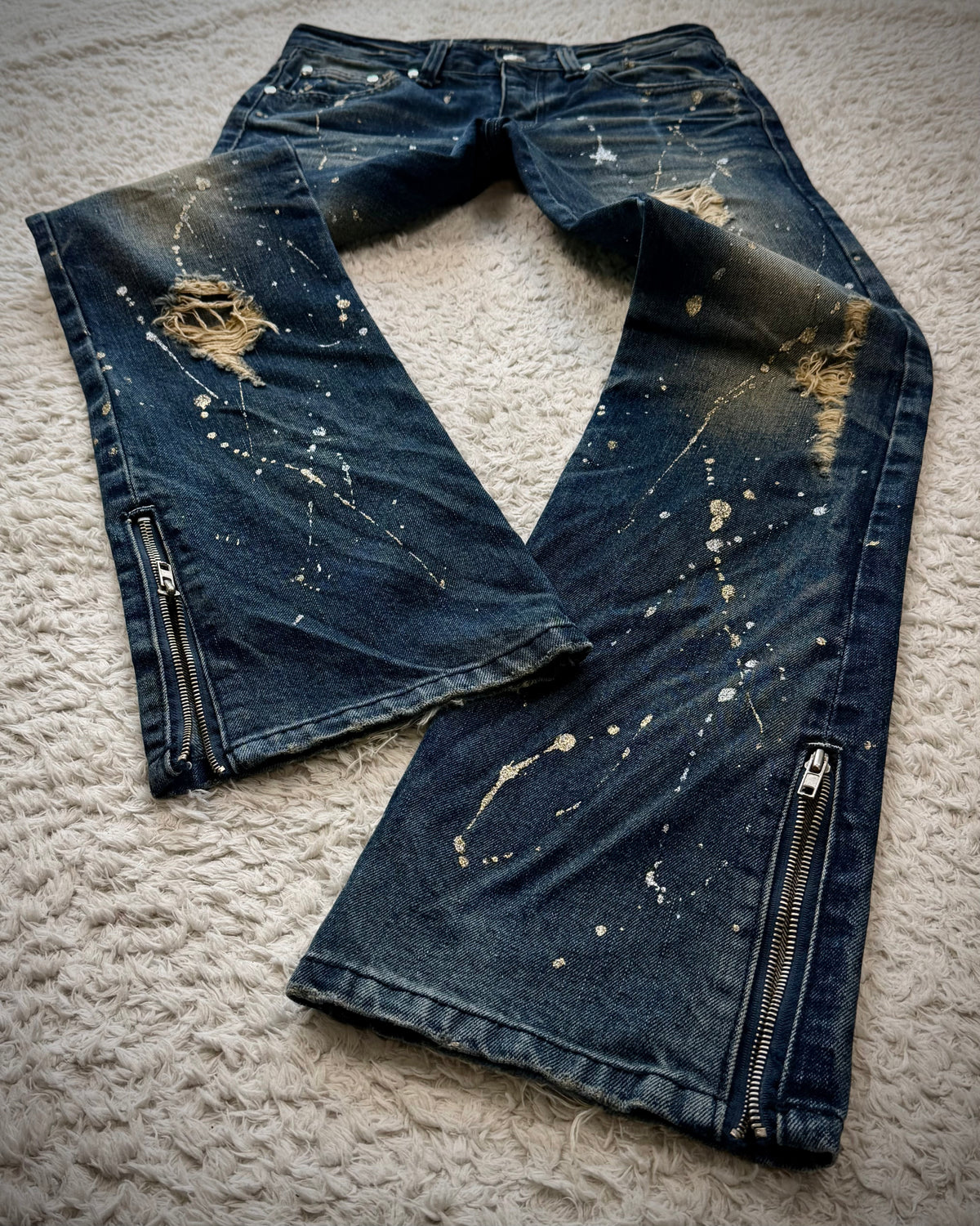 Lagust Luster Splatter Whisker Washed Bootcut Jeans