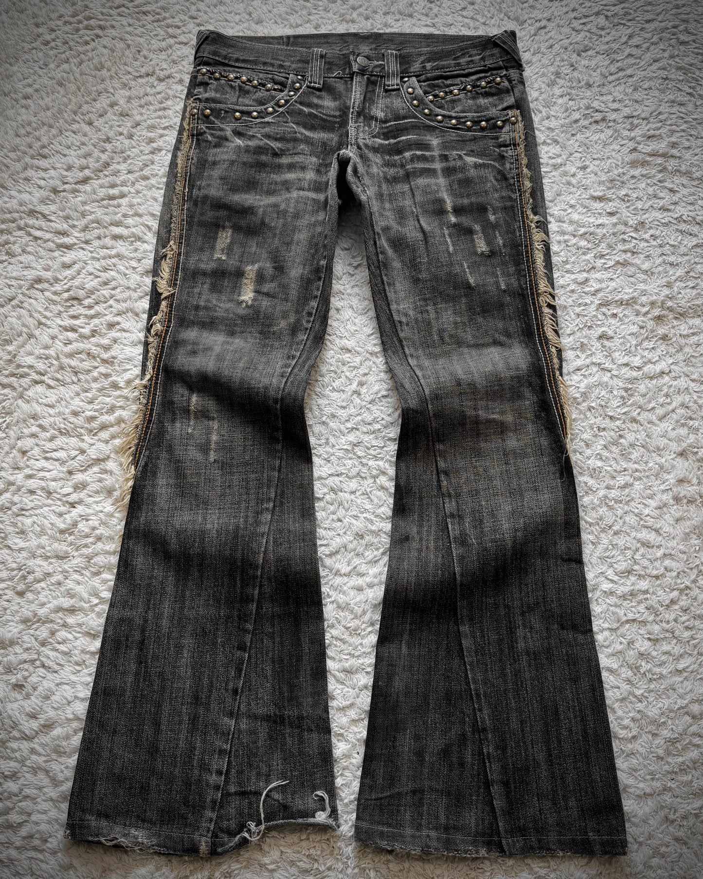 Tornado Mart Spiral Fringe Western Flared Jeans