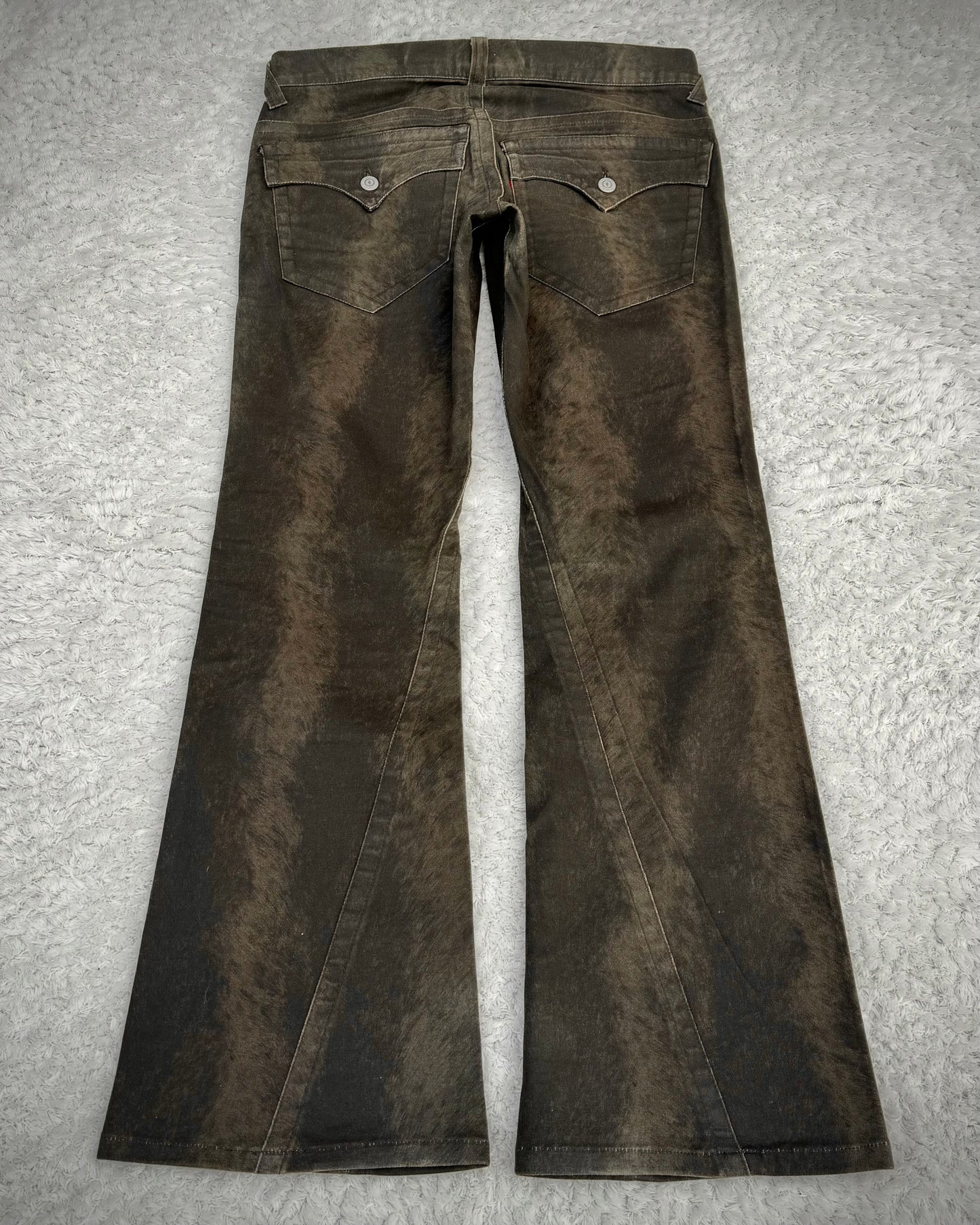 Tornado Mart Wood Textured Spiral Bootcut Pants