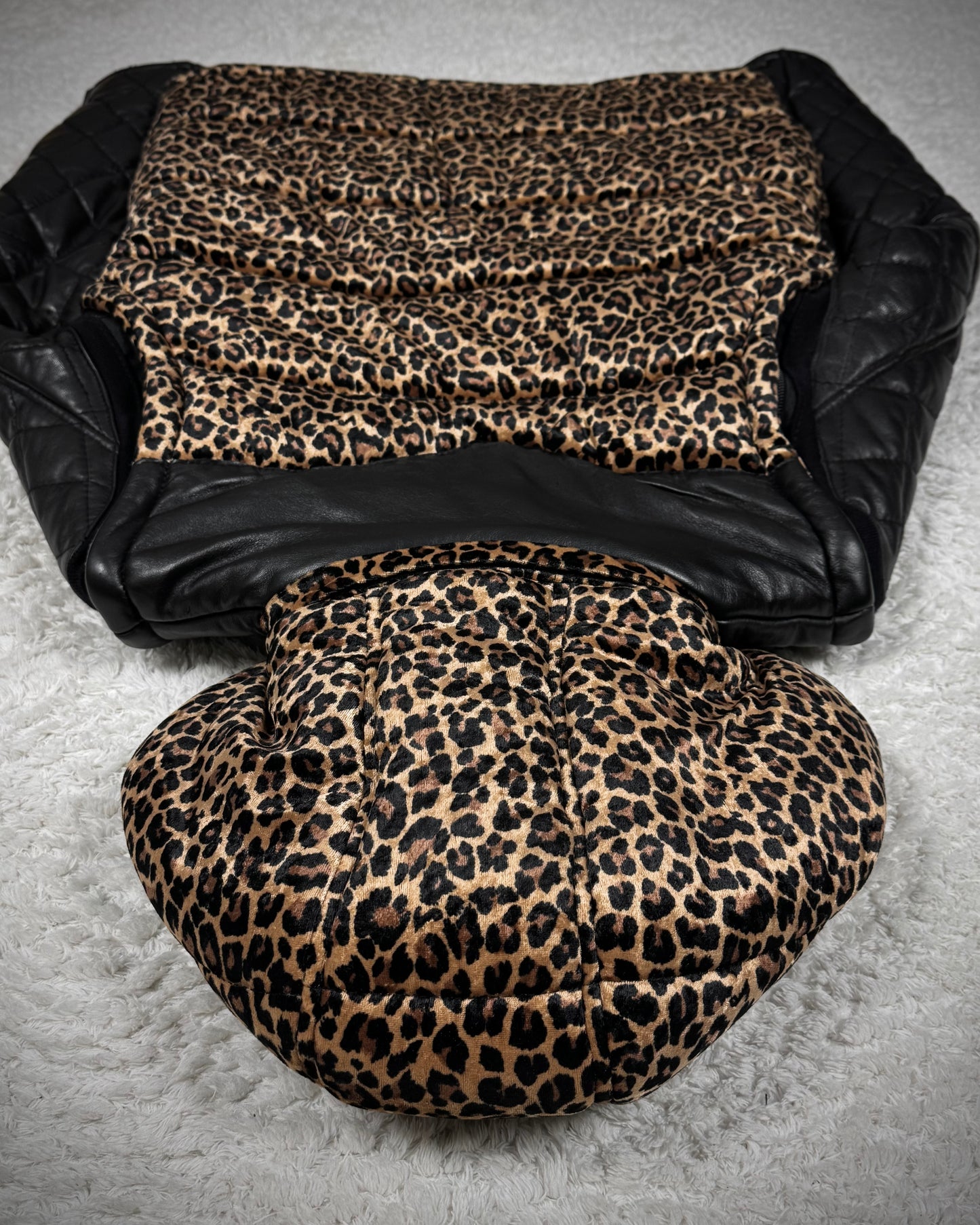 Glamb Transformable Leopard Pattern Puffer Jacket