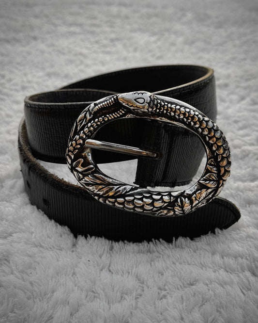 Tornado Mart Snake Buckle Textured Belt