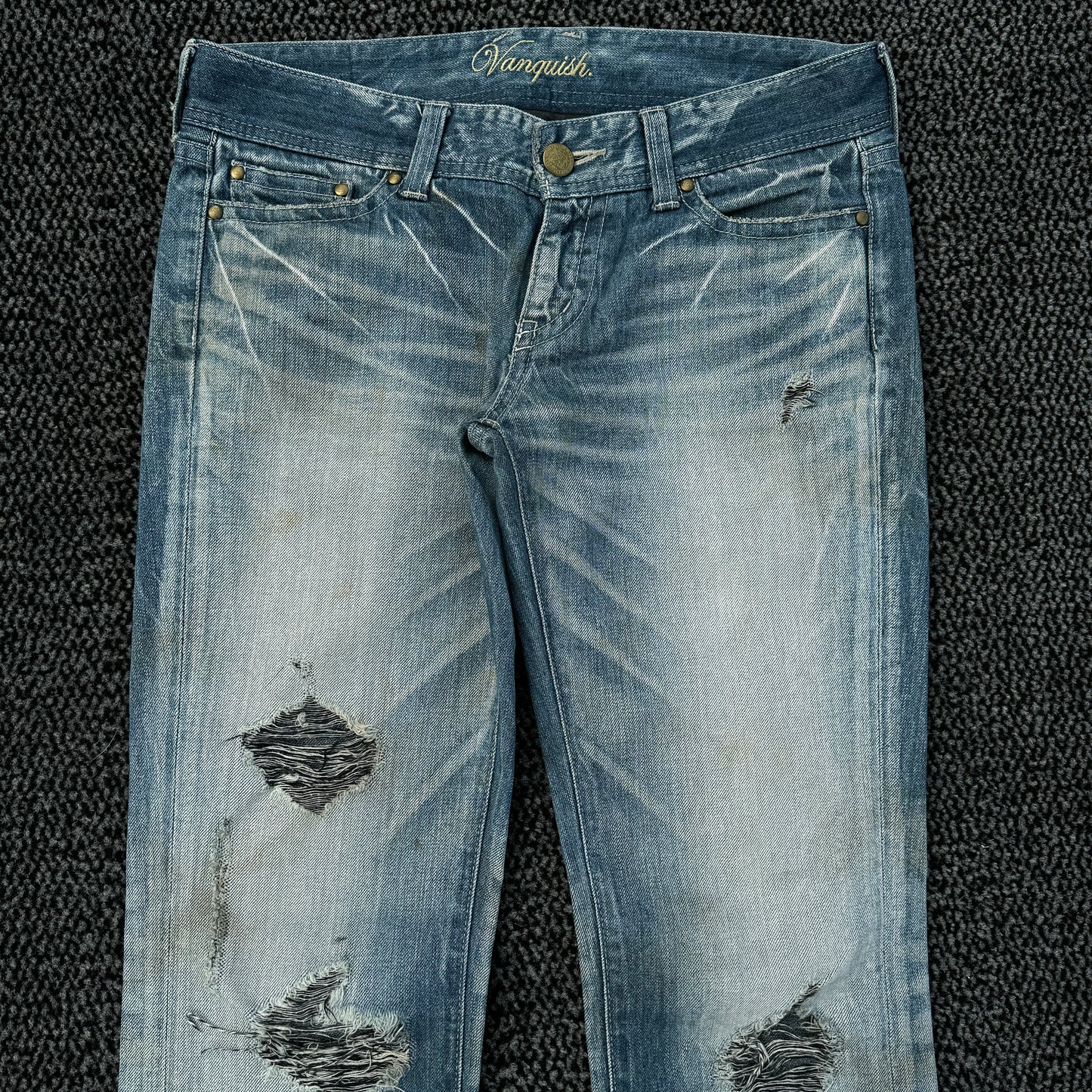 Vanquish Pierced Lace-Up Flared Jeans