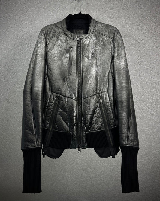 L.G.B. Metallic Deerskin Leather Rider Jacket