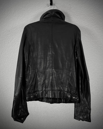 Edge Rupert Asymmetrical High Neck Leather Jacket