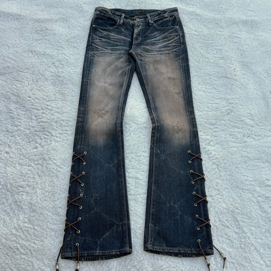 Fuga Lace-Up Mud Washed Bootcut Jeans