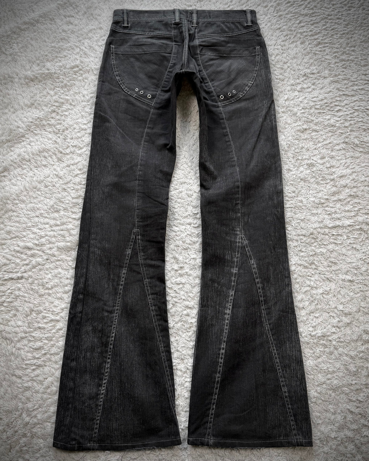 Semantic Design Stone Washed Paneling Flared Pants