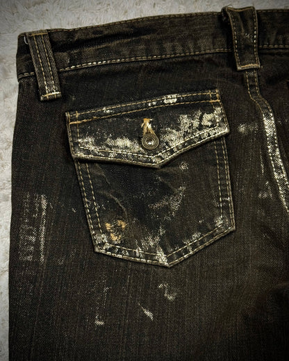 Chesty Gold Waxed Vintage Flared Jeans