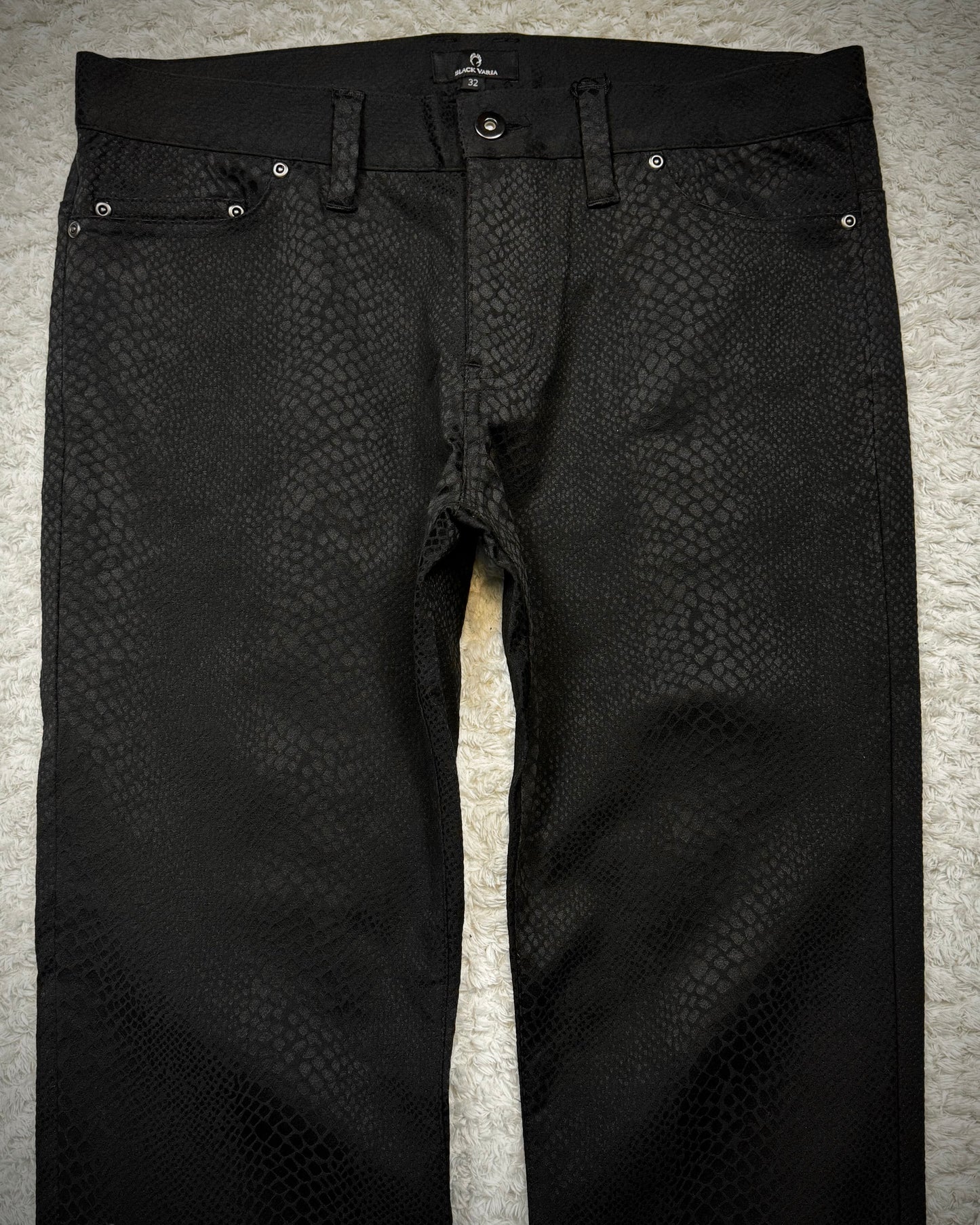 Black Varia Python Shadow Jacquard Dress Pants