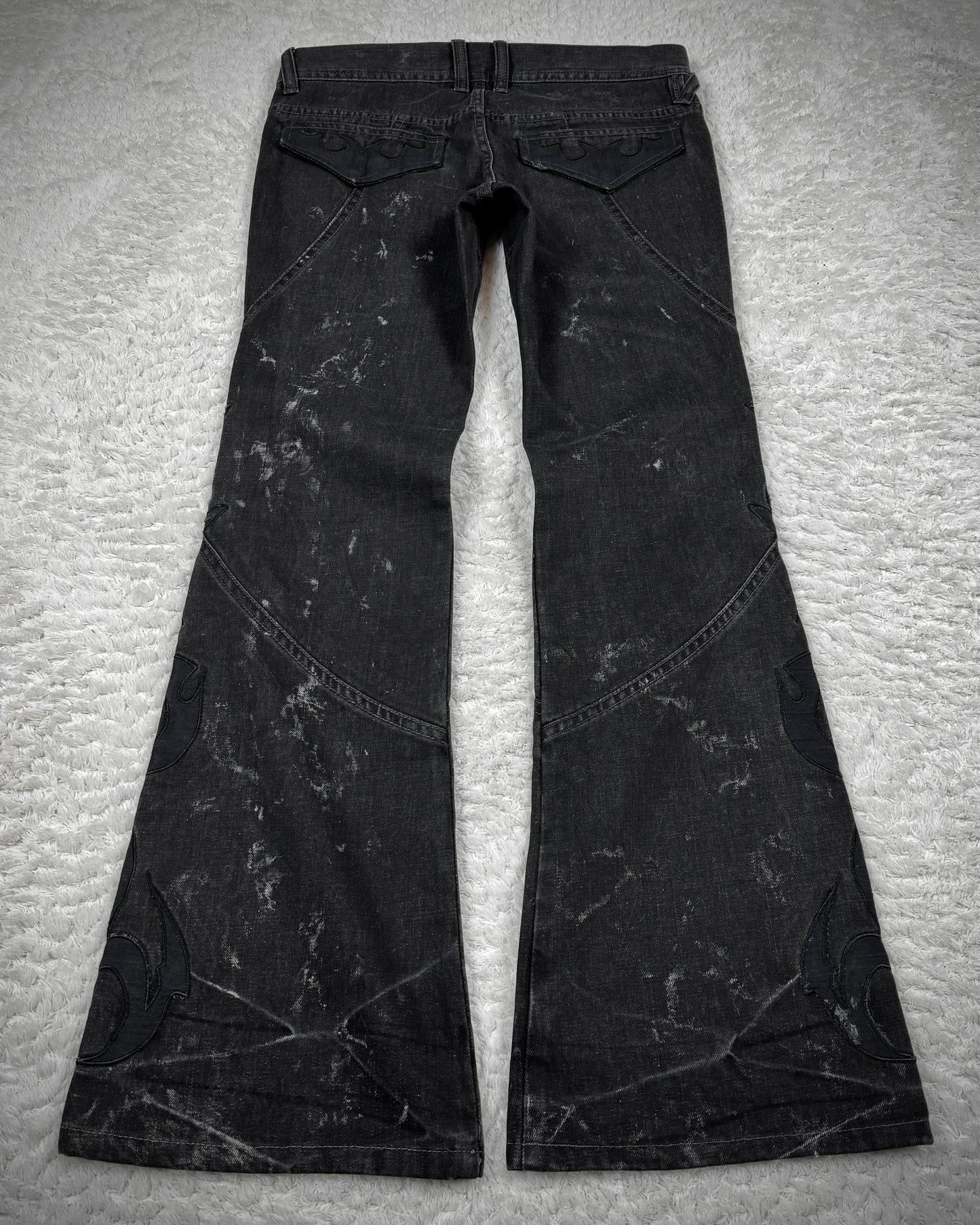Tornado Mart Tribal Patched Flared Jeans