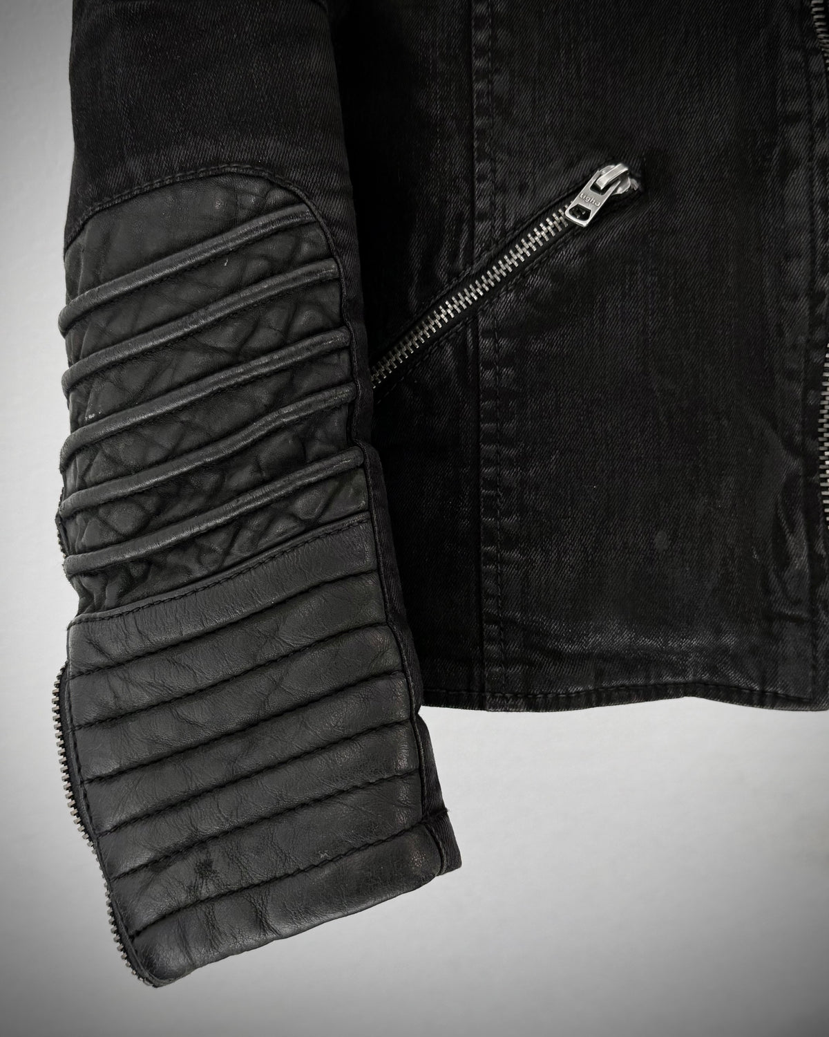 Tigha Waxed Leather Biker Jacket
