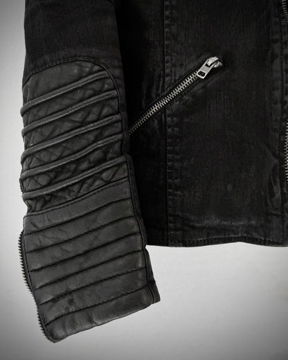 Tigha Waxed Leather Biker Jacket